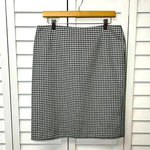 Isabella DeMarco Houndstooth Pencil Skirt Size 10 Black & White
